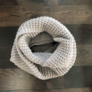 Gray knit cowl neck scarf